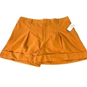 Danielle Bernstein Shorts 18W 1X Brown Black‎ Pinstripe High Rise Pockets NEW